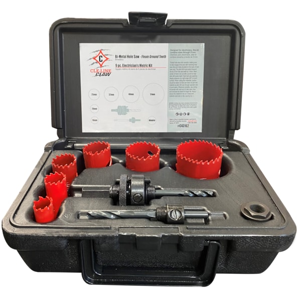 Cle-Line 9PC M42 Bi-Metal CLAW Fleam Ground Metric Electricians Hole Saw Kit Cle-Line 1886 C43162 - main